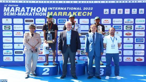 L'athlète éthiopien Bonsa Dida remporte la 32e édition du Marathon international de Marrakech. 15052022-Marrakech