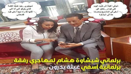 صورة وتعليق…برلماني شيشاوة هشام لمهاجري رفقة برلمانية آسفي غيثة بدرون