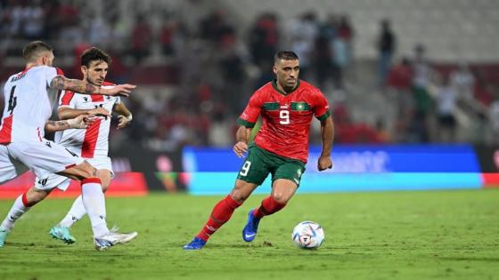 عبد الرزاق حمد الله في مباراة المنتخب الوطني أمام جورجيا