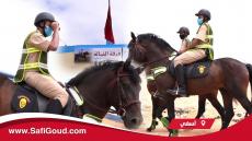 فرقة للخيالة للقوات المساعدة تؤمن عودة شاطئ الصويرية لاستقبال زواره في زمن كورونا