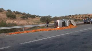 انقلاب بيكوب محملة بالليمون بمنعرجات طريق الشماعية