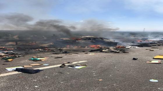 صور وفيديو صادم… مصرع ستة أشخاص حرقا في حادثة سير بالطريق السيار بين مراكش وأكادير