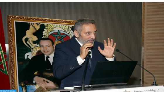 Le ministre de l'Industrie, de l'investissement, du commerce et de léconomie numérique, Moulay Hafid El Alamy , intervenant , jeudi (15/11/18) à Rabat , lors de la cérémonie de remise des premiers lablels "Salamatouna" à 17 entreprises .