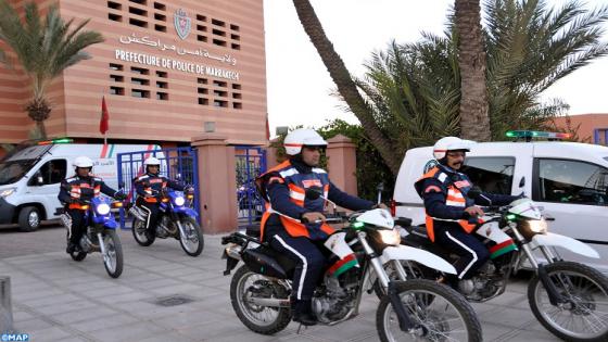 Forces de l'ordre, unité mobile, motards, sécurité. (Marrakech 31/12/16)
