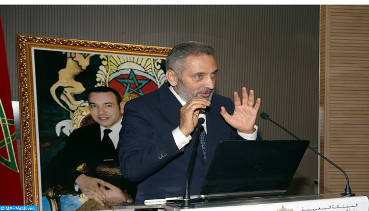 Le ministre de l'Industrie, de l'investissement, du commerce et de léconomie numérique, Moulay Hafid El Alamy , intervenant , jeudi (15/11/18) à Rabat , lors de la cérémonie de remise des premiers lablels "Salamatouna" à 17 entreprises .